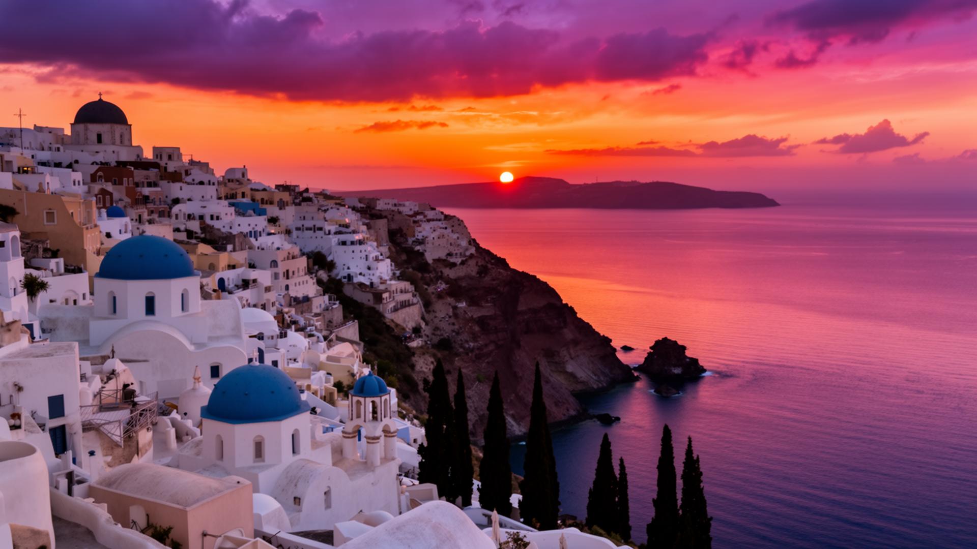 Griechischer Sonnenuntergang am Meer